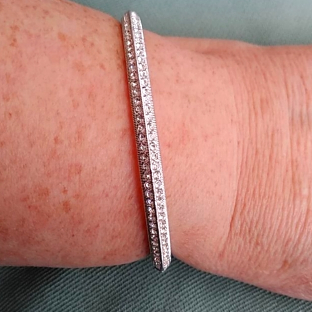 DIAMONDIQUE CRYSTAL BRACELET IN SILVER TONE METAL